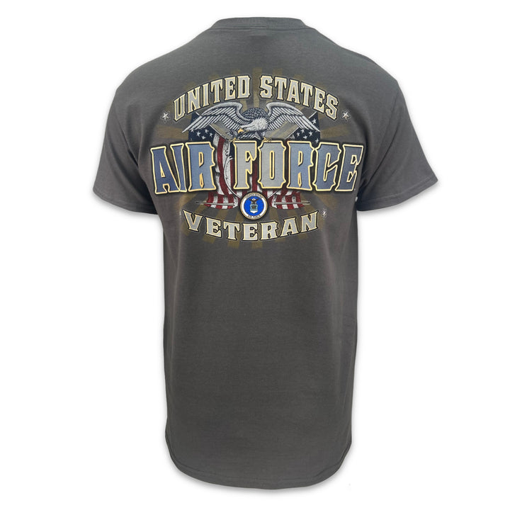 United States Air Force Veteran Perched Eagle T-Shirt (Charcoal)