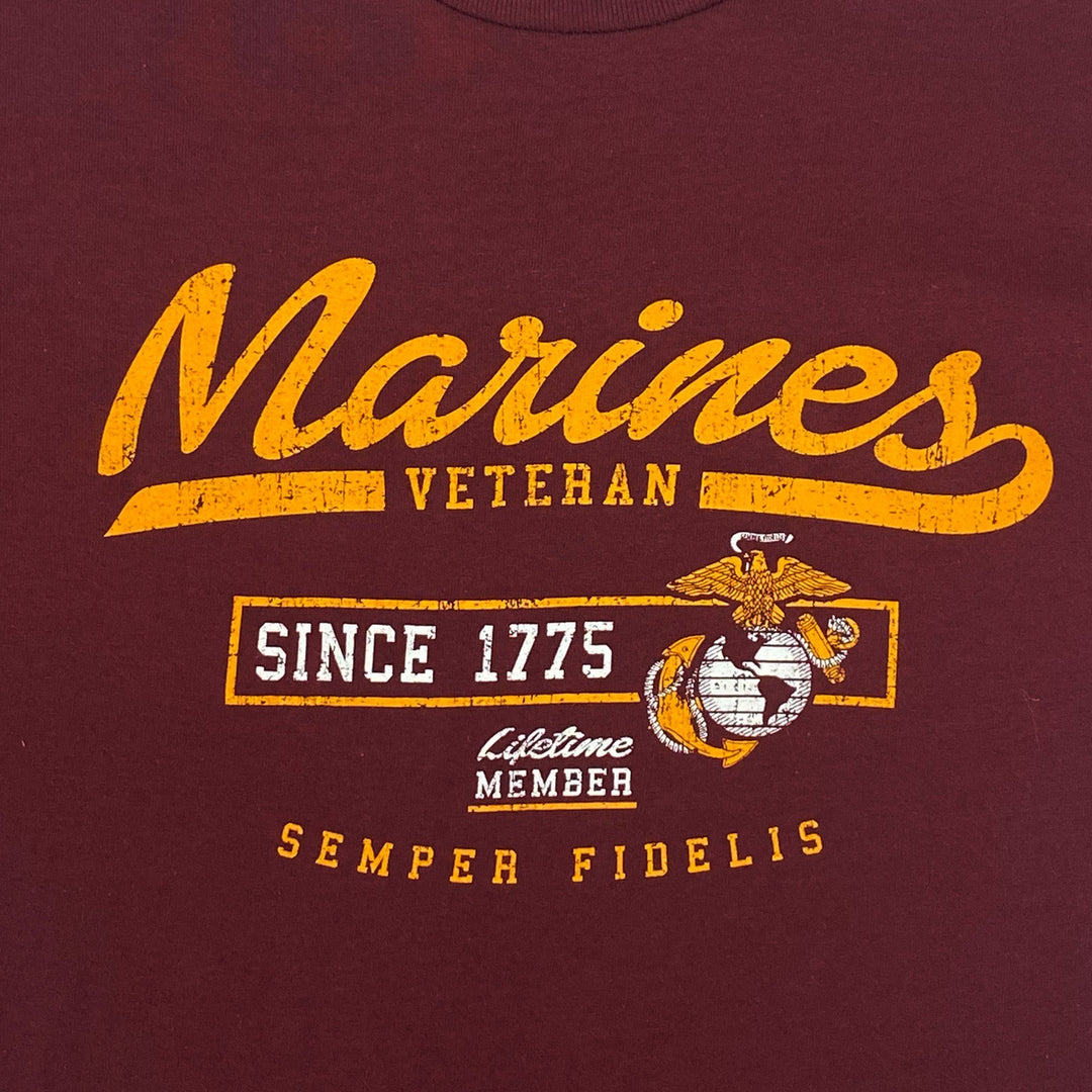 Marines Veteran Lifetime Member T-Shirt (Maroon)