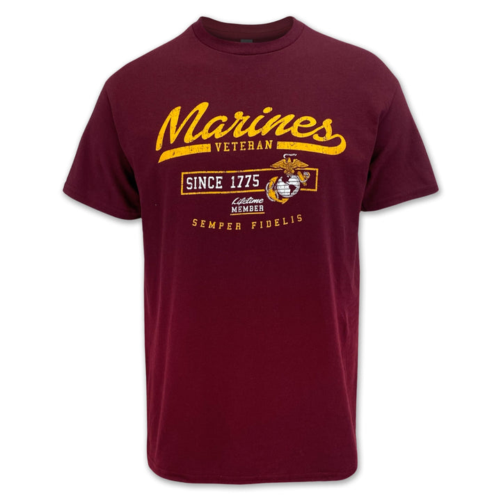 Marines Veteran Lifetime Member T-Shirt (Maroon)