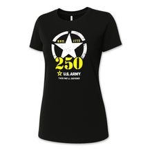 Load image into Gallery viewer, Army Ladies 250th Anniversary T-Shirt (Black)