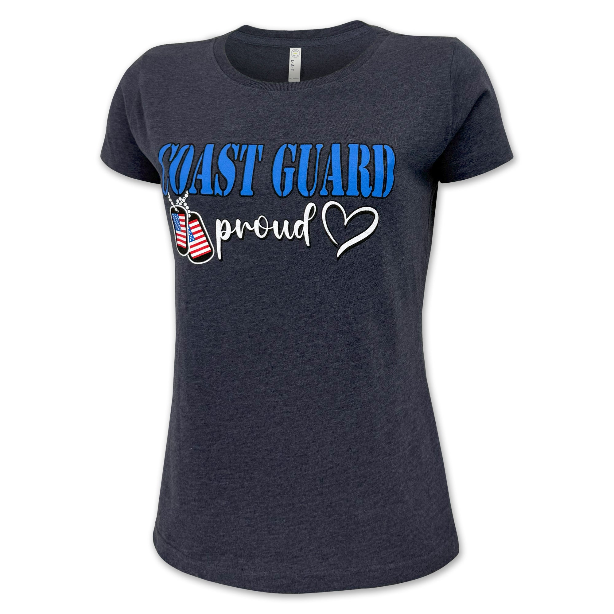 Coast Guard Proud Ladies Dog Tag T-Shirt (Navy)