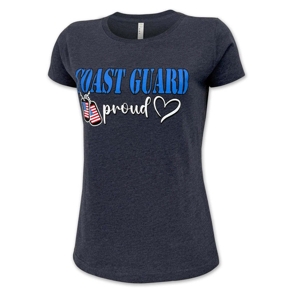 Coast Guard Proud Ladies Dog Tag T-Shirt (Navy)