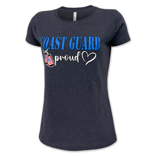 Coast Guard Proud Ladies Dog Tag T-Shirt (Navy)