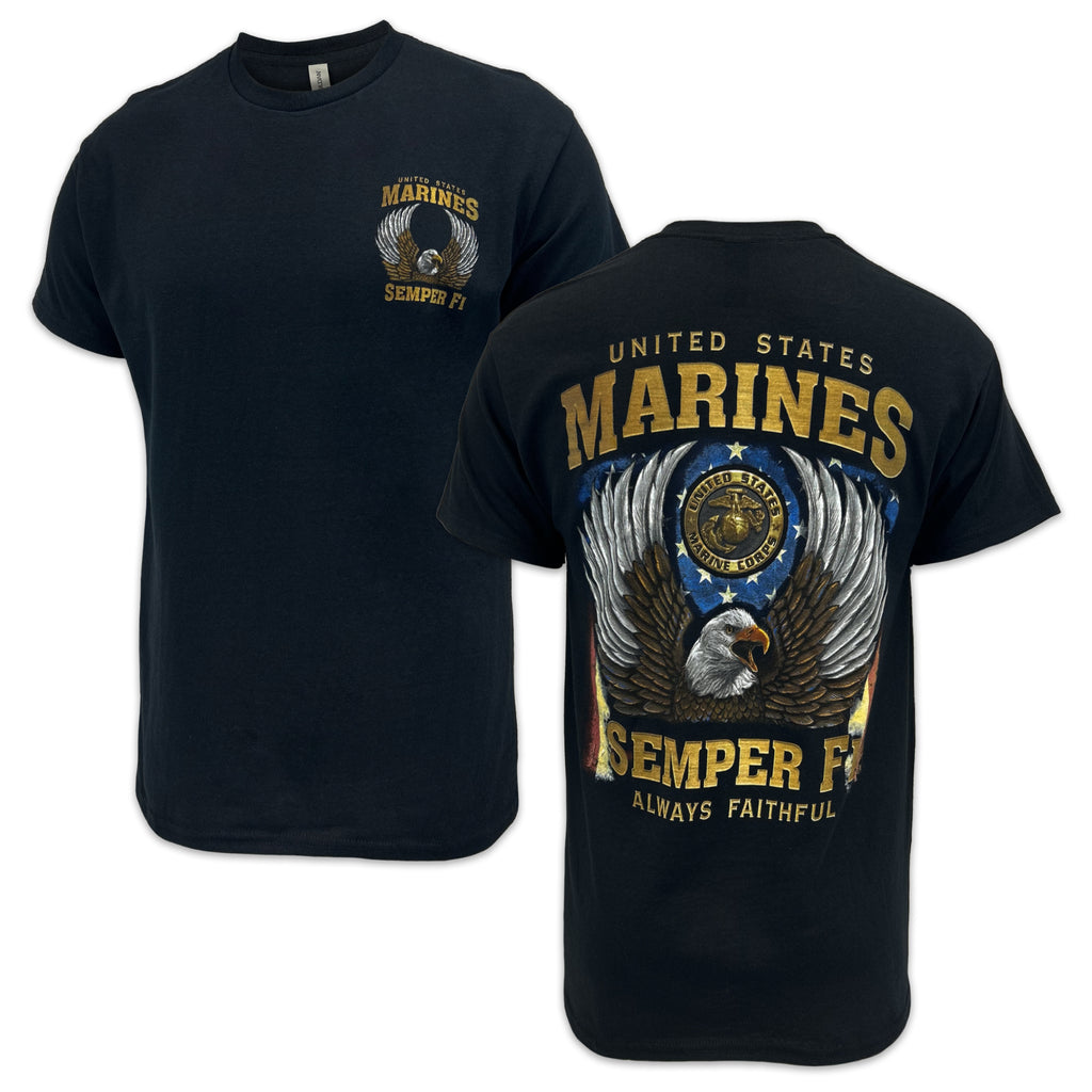 Marines Gold Eagle Semper Fi T-Shirt (Black)