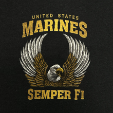 Load image into Gallery viewer, Marines Gold Eagle Semper Fi T-Shirt (Black)