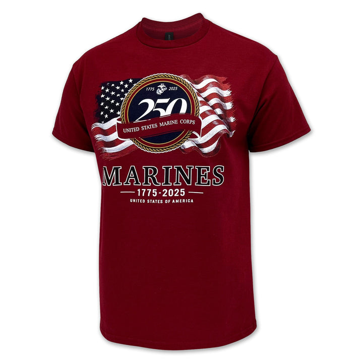 United States Marine Corps 250th Anniversary T-Shirt (Garnet Red)