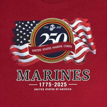 Load image into Gallery viewer, United States Marine Corps 250th Anniversary T-Shirt (Garnet Red)