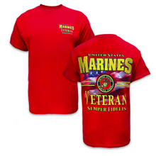 Load image into Gallery viewer, Marines Veteran Star Band T-Shirt (Red)