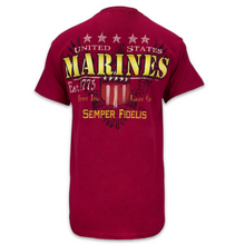Load image into Gallery viewer, United States Marines Shield Grunge T-Shirt (Red)