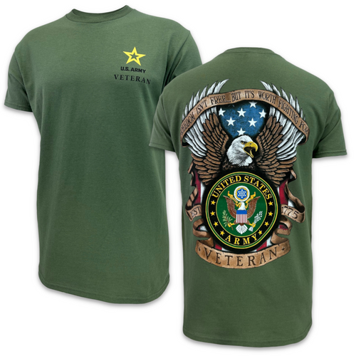 Army Veteran Freedom Isn't Free But It's Worth Fighting For T-Shirt (OD Green)