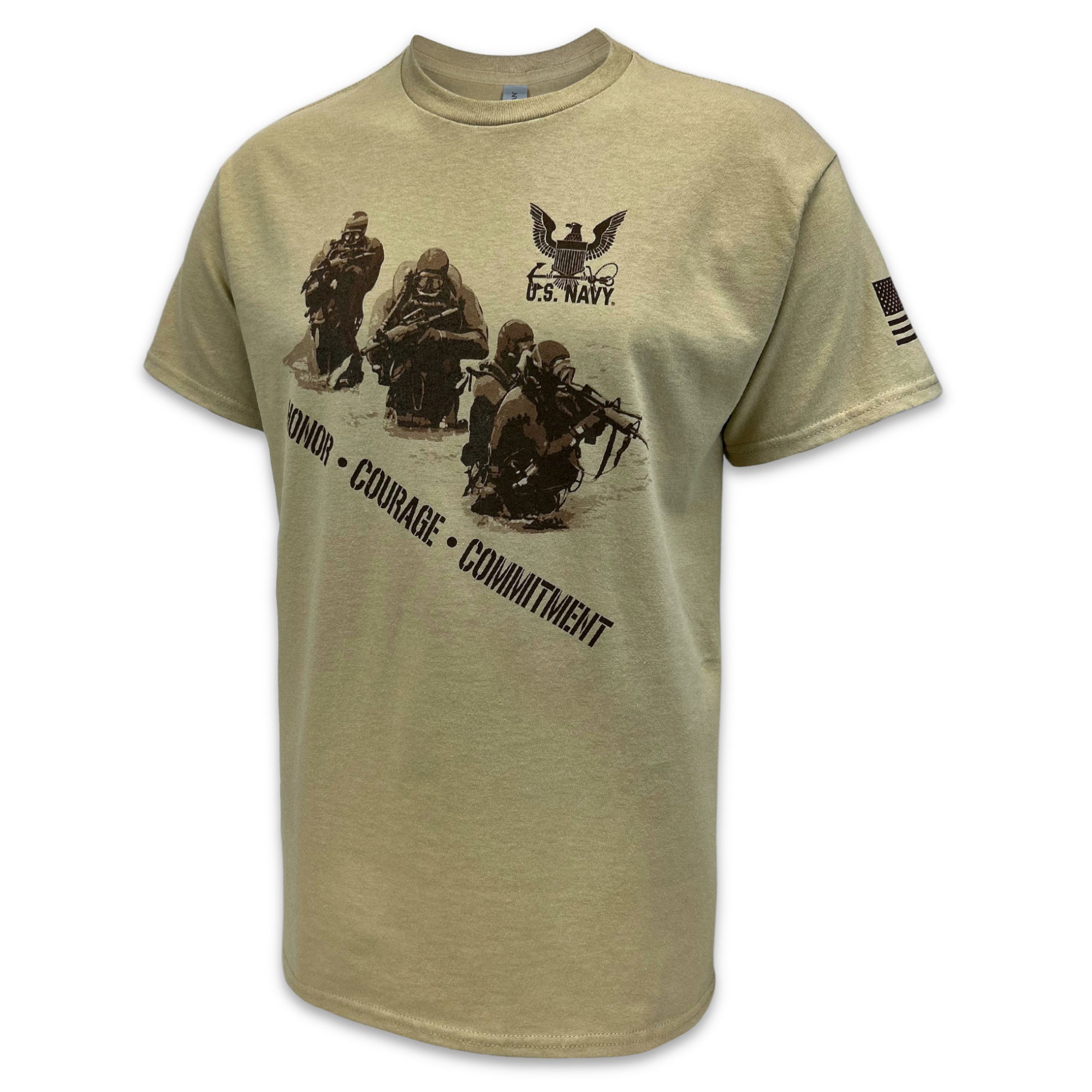 Navy Squad Honor Courage Commitment T-Shirt (Tan)