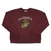 Load image into Gallery viewer, Marines Ladies Vintage Stencil Crewneck (Maroon)