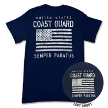 Load image into Gallery viewer, Coast Guard Distressed Flag T-Shirt (Navy)