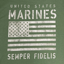 Load image into Gallery viewer, USMC Distressed Flag T-Shirt (OD Green)