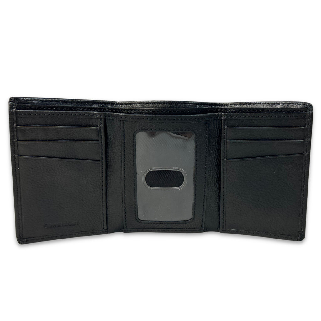 Navy Embossed Trifold Wallet