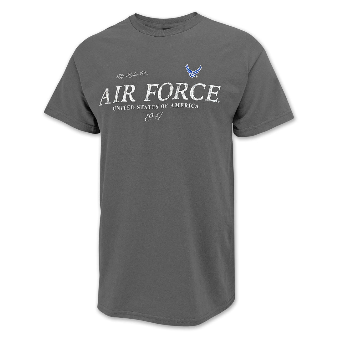 U.S. Air Force Distressed Print Top Icon T-Shirt (Charcoal)
