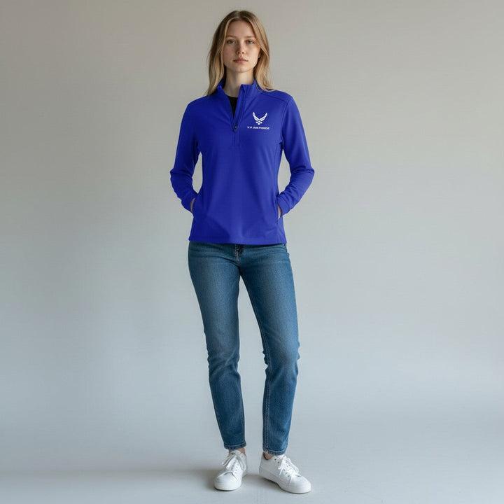 U.S. Air Force Women's Intent 1/4 Zip Pullover (Dark Royal)*