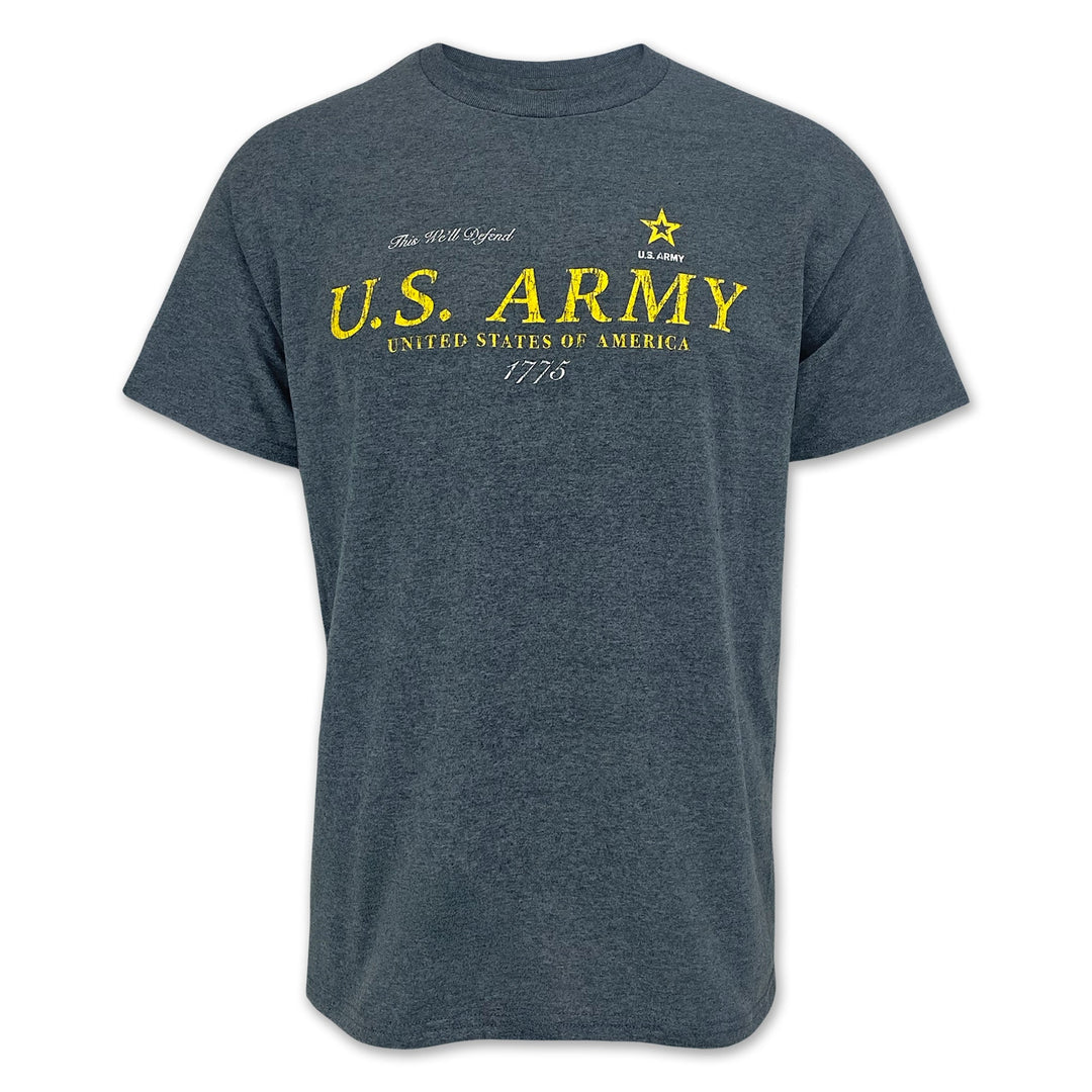 U.S. Army Distressed Print Top Icon T-Shirt (Dark Heather)