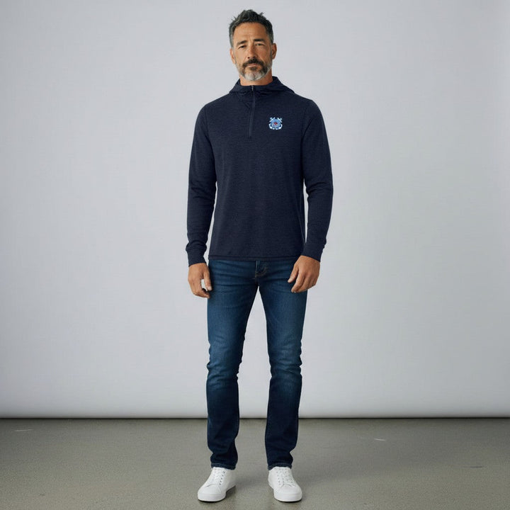 U.S. Coast Guard Men's Tidy 1/4 Zip Pullover Hood (Navy Heather)*