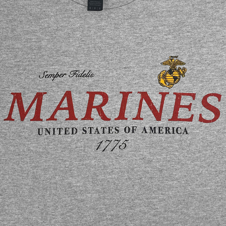 U.S. Marines Distressed Print Top Icon T-Shirt (Grey)