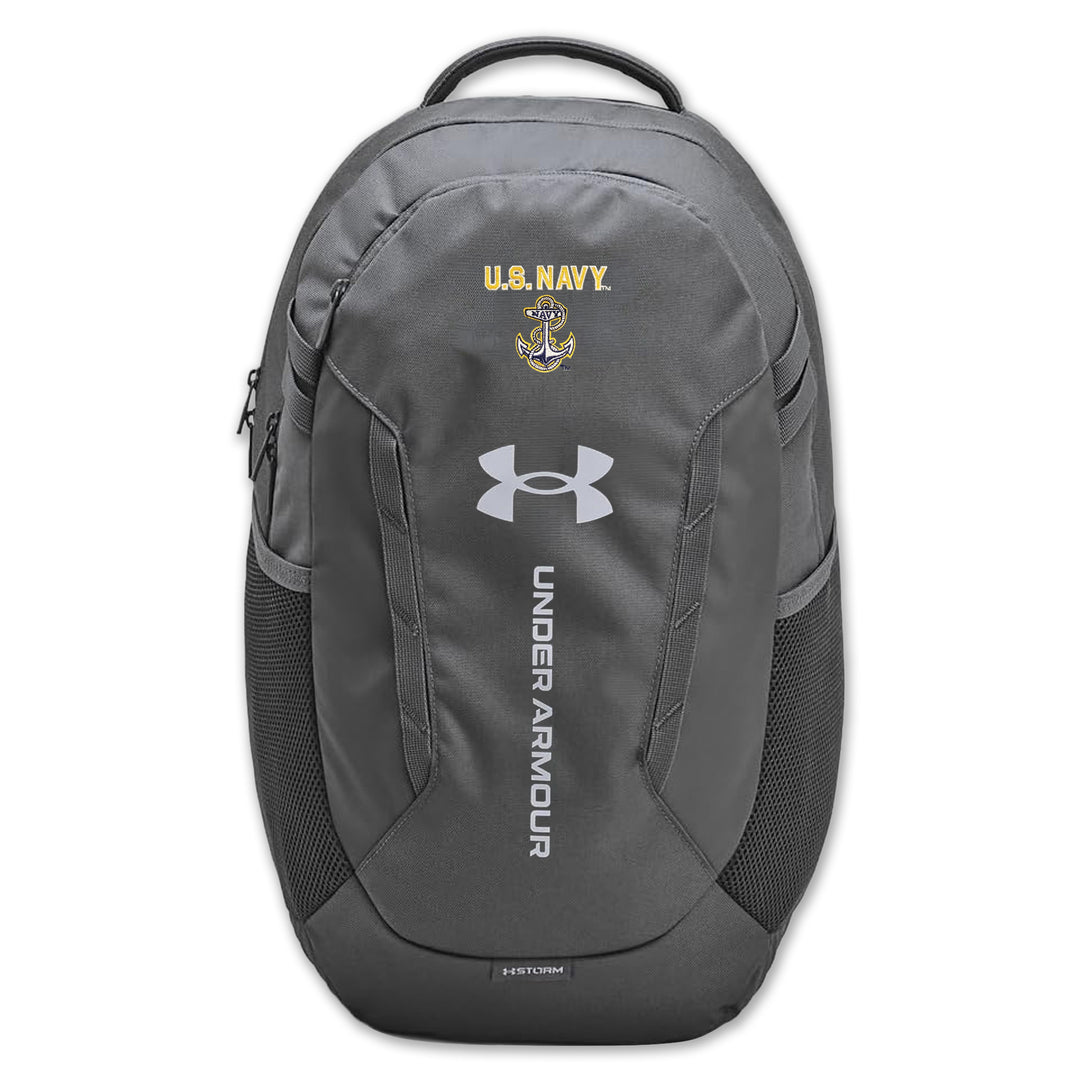 U.S. Navy Anchor Under Armour Hustle 5.0 Backpack (Grey)