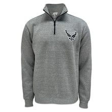 Load image into Gallery viewer, Air Force Wings Tackle Twill Embroidered Fleece Quarter Zip (Grey)