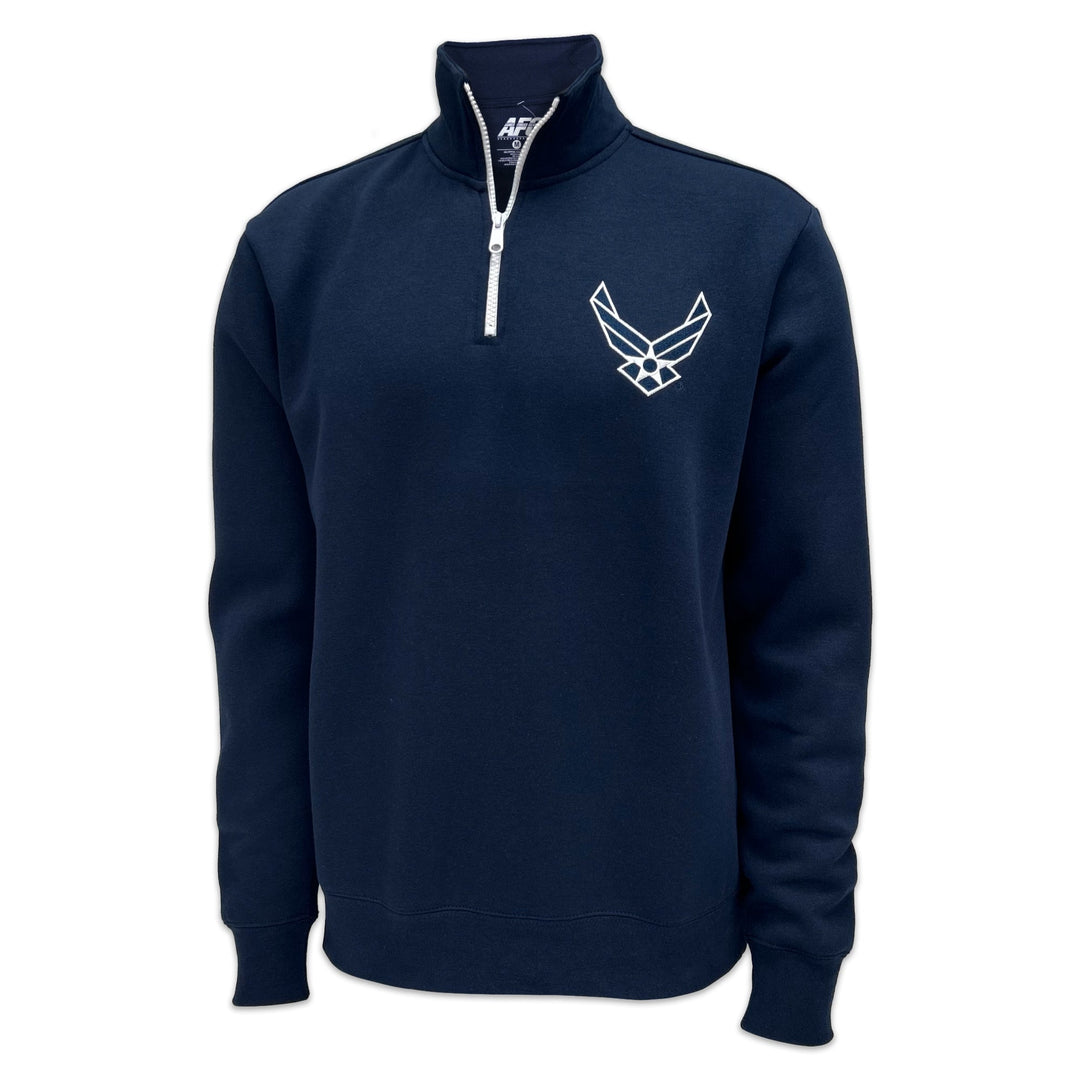 Air Force Wings Tackle Twill Embroidered Fleece Quarter Zip (Navy)