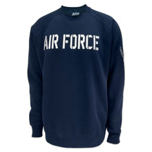 Load image into Gallery viewer, Air Force Wings Tackle Twill Embroidered Raglan Fleece Crewneck (Navy)
