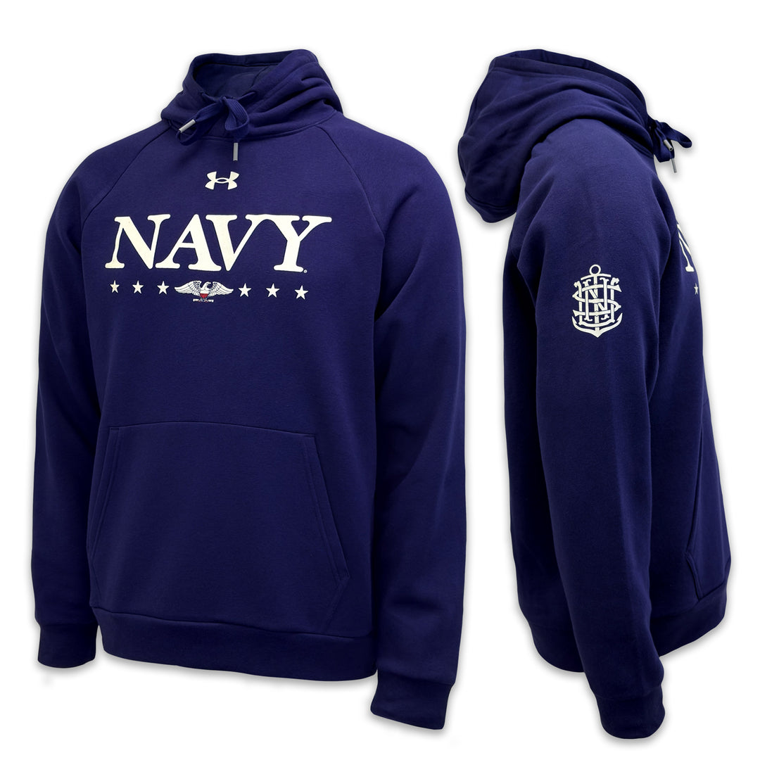 Under Armour Navy Eagle Rival Fleece Hood (Navy)