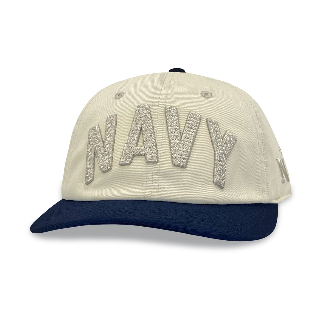 Navy Under Armour 2025 Rivalry Poly Cotton Washed Low Crown Flat Adjustable Hat (Stone)
