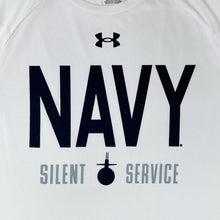 Load image into Gallery viewer, Navy Under Armour Rivalry Silent Service Tech T-Shirt (White)