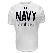 Load image into Gallery viewer, Navy Under Armour Rivalry Silent Service Tech T-Shirt (White)