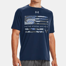 Load image into Gallery viewer, United States Air Force Under Armour Camo Flag Tech T-Shirt (Navy)