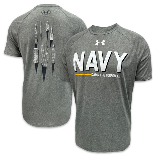 Navy Under Armour Damn the Torpedoes Ship T-Shirt (Grey)