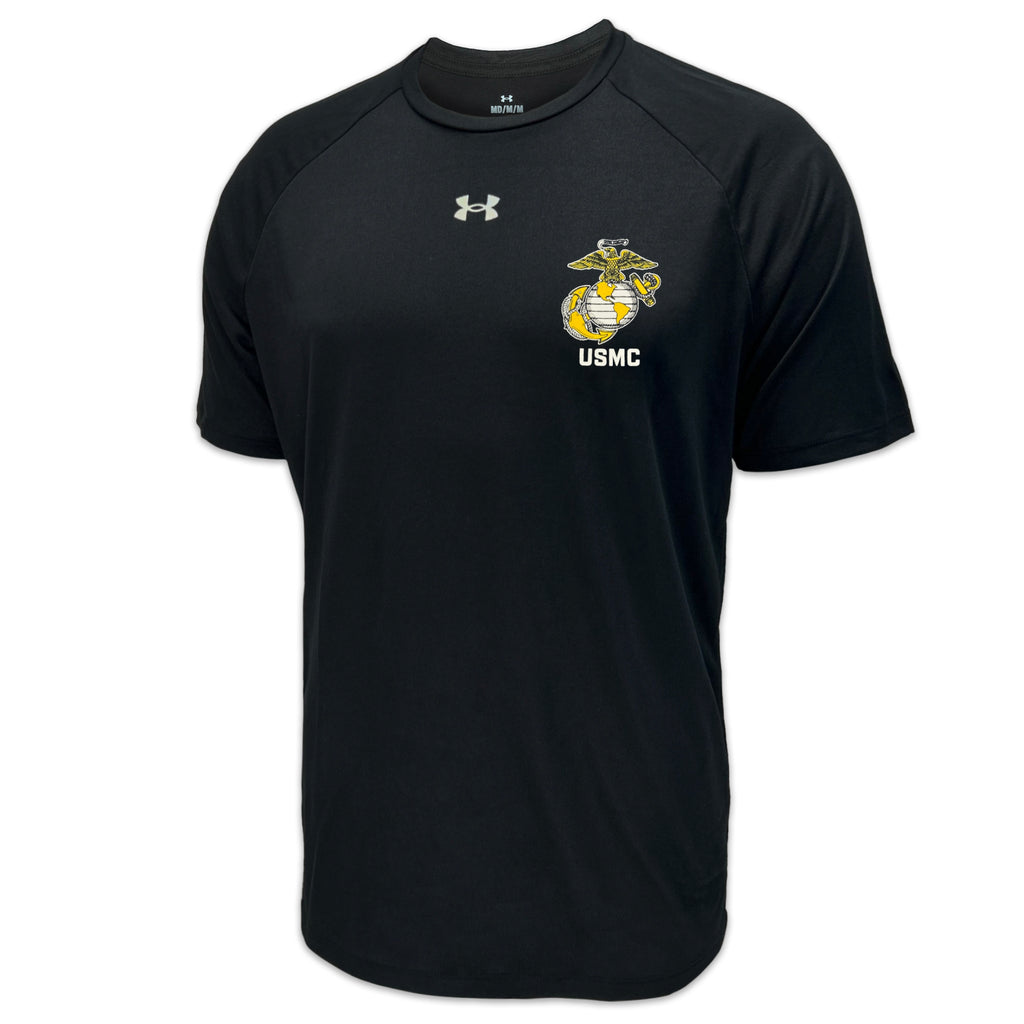 Marines Under Armour Left Chest EGA Tech T-Shirt (Black)