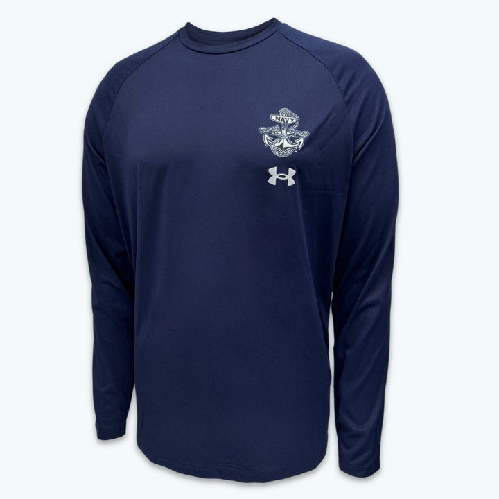 Navy Under Armour Anchor Silent Service Spine Long Sleeve T-Shirt (Navy)