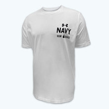 Load image into Gallery viewer, Navy Under Armour Anchor Silent Service Performance Cotton T-Shirt (White)