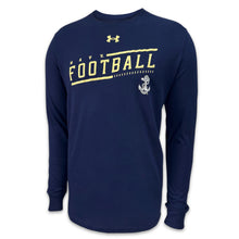 Load image into Gallery viewer, Navy Football Under Armour Sideline Performance Cotton Long Sleeve T-Shirt (Navy)