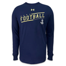 Load image into Gallery viewer, Navy Football Under Armour Sideline Performance Cotton Long Sleeve T-Shirt (Navy)