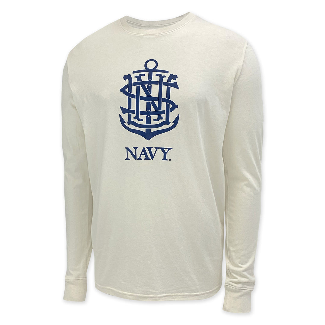Navy Anchor Under Armour 2025 Rivalry Performance Cotton LS T-Shirt (Stone)