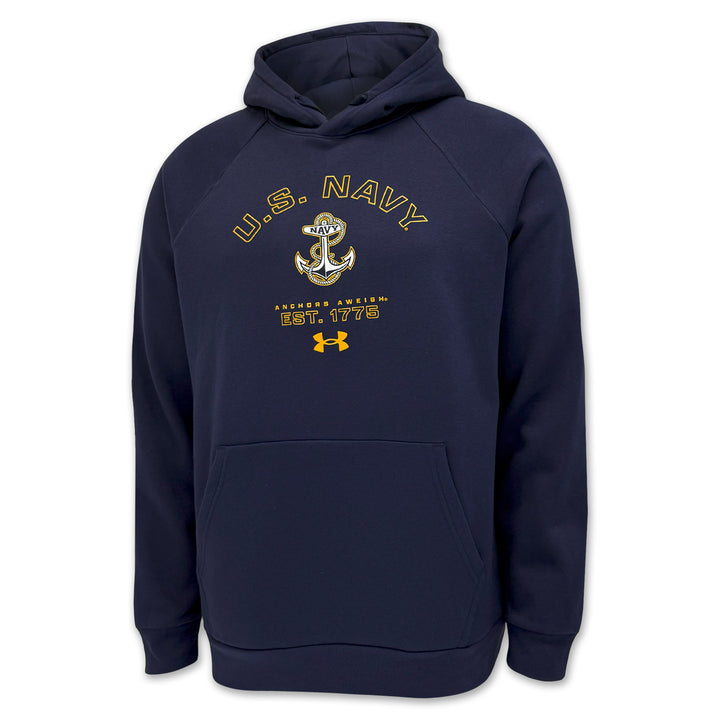 Navy Under Armour Anchors Aweigh Rival Fleece Hood (Navy)