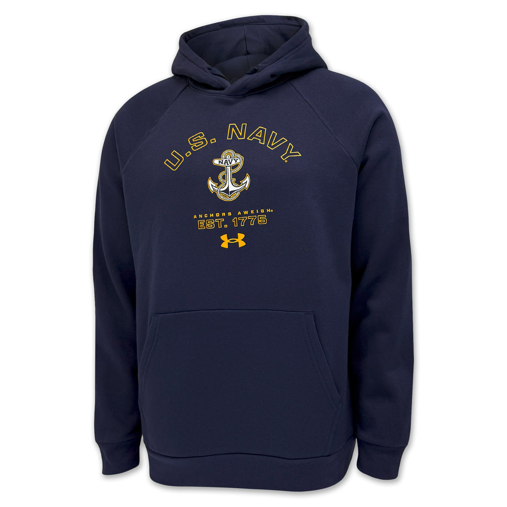 Navy Under Armour Anchors Aweigh Rival Fleece Hood (Navy)