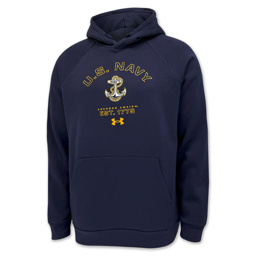 Navy Under Armour Anchors Aweigh Rival Fleece Hood (Navy)