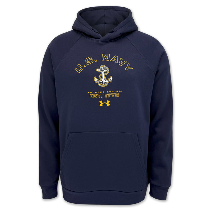 Navy Under Armour Anchors Aweigh Rival Fleece Hood (Navy)