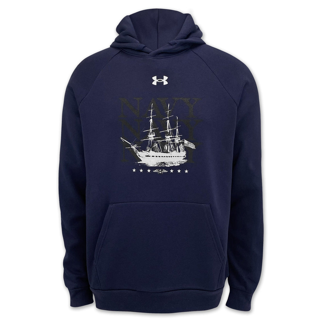 Under Armour Navy Ship Rival Fleece Hood (Navy)
