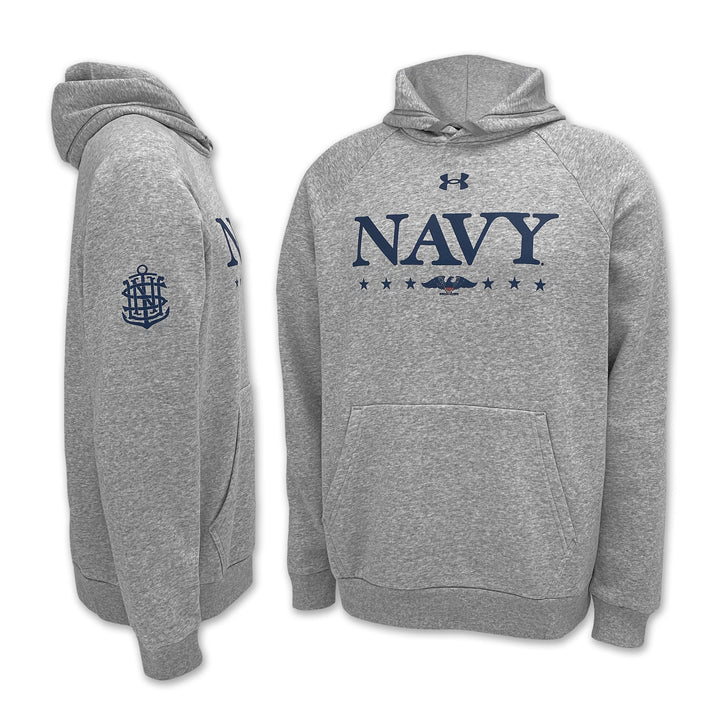 Under Armour Navy Eagle Rival Fleece Hood (Grey)