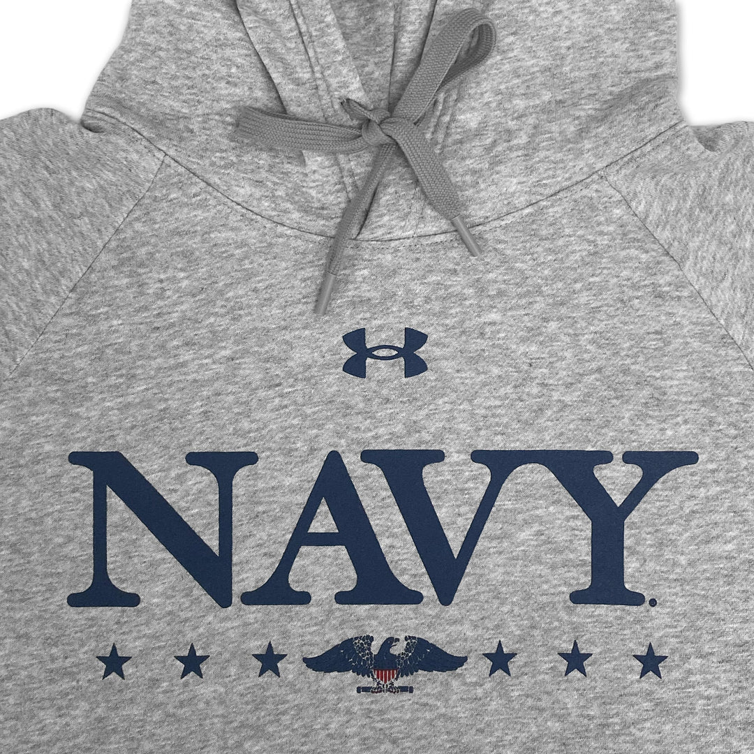 Under Armour Navy Eagle Rival Fleece Hood (Grey)