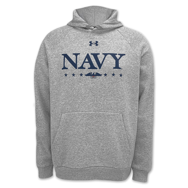 Under Armour Navy Eagle Rival Fleece Hood (Grey)
