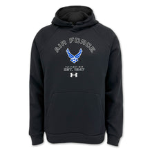 Load image into Gallery viewer, Air Force Under Armour Fly Fight Win Rival Fleece Hood (Black)