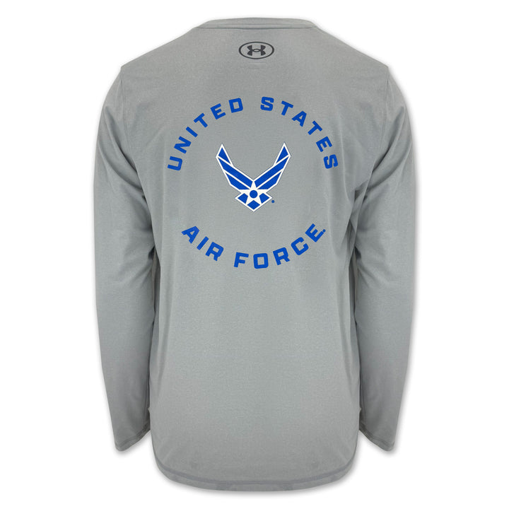 United States Air Force Wings Under Armour Tech Long Sleeve T-Shirt (Grey)